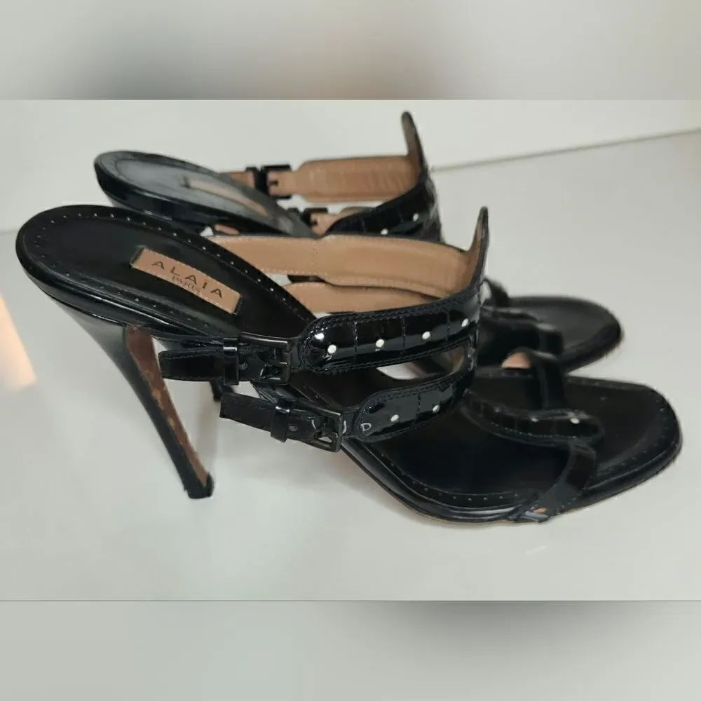 Alaïa Paris slip on heels black leather size 39